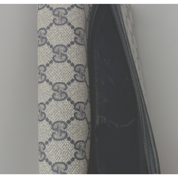 Vintage Gucci GG Supreme Monogram Navy Blue Canvas Crossbody Clutch Italy - Picture 9 of 14